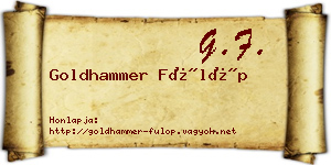 Goldhammer Fülöp névjegykártya