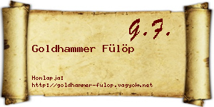 Goldhammer Fülöp névjegykártya